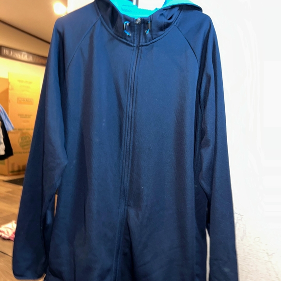 Russell Athletic Dark Blue Jacket with Bright Blue Lining - Picture 1 of 6